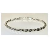 7" sterling silver rope bracelet