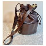 Paloma Picasso brown leather bucket purse