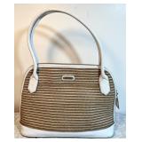 Eric Javits woven purse with white leather trim