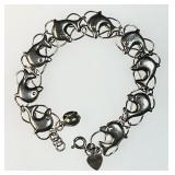 Sterling silver dolphin link bracelet