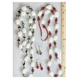 2 chunky gemstone necklaces & earrings