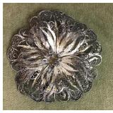 Large Mexican silver filigree brooch