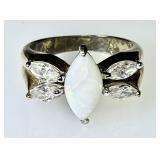 Gold over sterling marquis opal ring