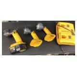 3 DeWalt cordless flashlights with charger