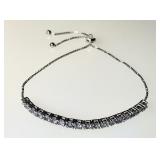 Sterling silver adjustable bracelet purple stones