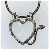 Sterling devil heart necklace w/tiny diamonds