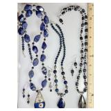 3 gemstone necklaces and earrings