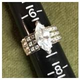 Sterling silver ring with clear stones