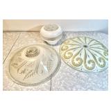 3 vintage glass ceiling shades