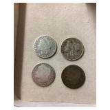 4 Morgan silver dollars 1880-O, 1884, 1889, 1901-O