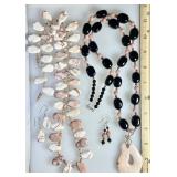 2 chunky gemstone necklaces and earrings