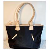 Cole Haan black canvas purse w/tan leather trim