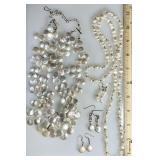 2 pearl necklaces and earrings