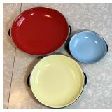 Set of 3 vintage B&M Douro enamel saute pans