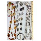 3 gemstone necklaces and earrings
