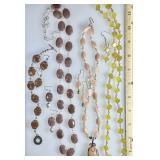 3 gemstone necklaces, bracelet, earrings