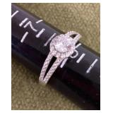 Sterling silver ring with clear stones