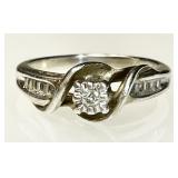 Sterling silver diamond ring