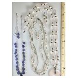 3 gemstone necklaces and earrings
