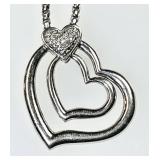 Sterling silver heart necklace w/tiny diamonds