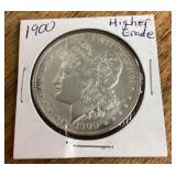 1900 Morgan silver dollar --higher grade
