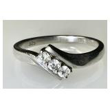 Sterling silver ring with 3 CZs