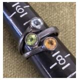 Sterling silver ring with 3 stones