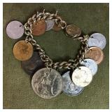 Coin charm bracelet