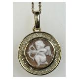 Gold over sterling cupid cameo 18" necklace
