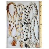 6 silver wire wrapped necklaces and earrings