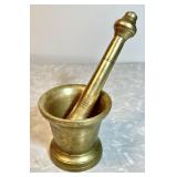 Very heavy solid brass mortar & pestle