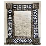 Metal and tile framed mirror 13x18