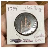 1794 half penny conder token