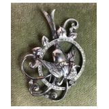 Large sterling silver heavy brooch