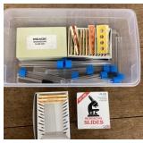 Group of microscope slides & test tubes