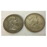 2 Franklin half dollars 1959 & 1963