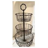 3-tier metal wire fruit basket stand --28" tall