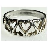 Sterling silver cut-out hearts ring