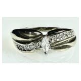 Gold over sterling ring with clear stones