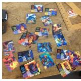Group of superhero trading cards