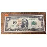 1976 $2 bill plus 13-cent stamp