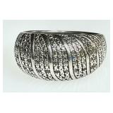 Sterling silver dome ring with diamonds