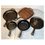 5 pieces of cast iron cookware
