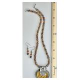 Sterling amber necklace and earrings