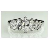 Sterling silver ring with 7 marquis cut CZs