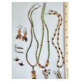 3 sterling amber necklaces and earrings