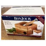 NEW Bonjour neem wood mortar & pestle