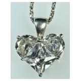 Sterling silver CZ heart pendant on 18" chain