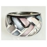 Sterling silver mother of pearl inlaid ring