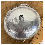 Hammered aluminum serving dish with lid